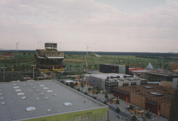 view over some expo buildings